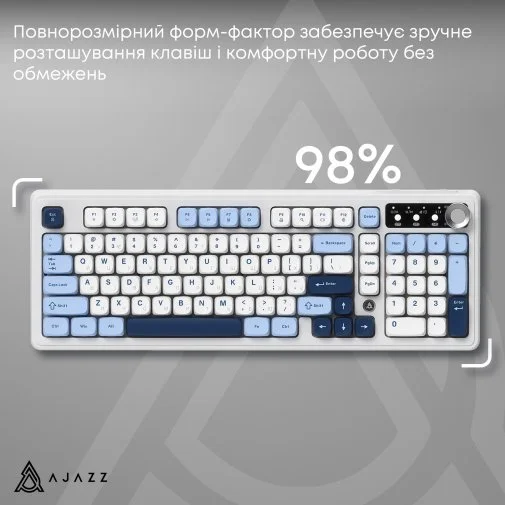 Фото: Клавіатура Ajazz AF98 Plus USB/WL/BT Glacier Blue (AF98-PLUS-GB) № 24 | KTC