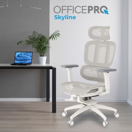 Крісло OfficePro Skyline Footrest OC750 White/Light Gray (OC750-W-LG-LG)