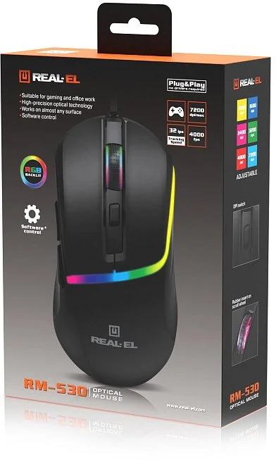 Фото: Миша Real-EL RM-530 USB Black (EL123200053) № 22 | KTC