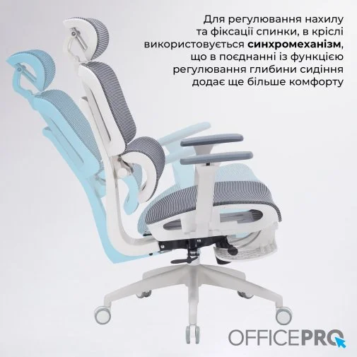 Фото: Крісло OfficePro Skyline Footrest OC750 White/Dark Gray (OC750-W-DG-DG) № 34 | KTC