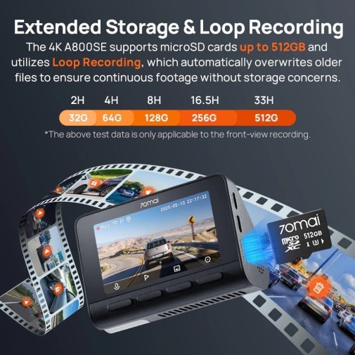 Відеореєстратор 70mai Dash Cam 4K (A800SE)