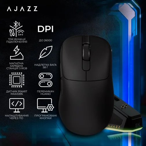 Фото: Миша Ajazz AJ179 Pro WL/BT/USB Black (AJ179-PRO-B) № 26 | KTC