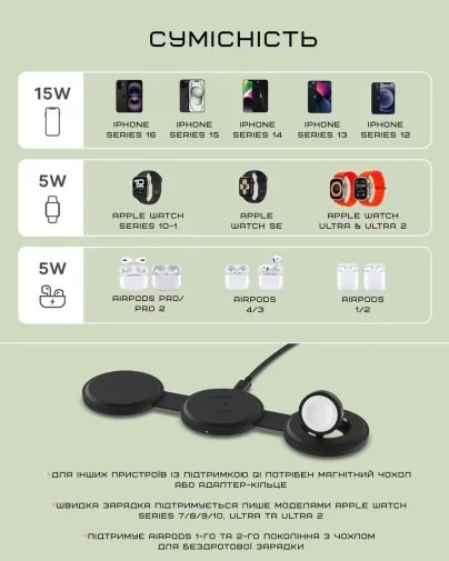 Фото: Бездротова зарядна станція Satechi OntheGo 3-in-1 Black (ST-QTG31K) № 19 | KTC