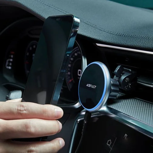 Фото: Кріплення для мобільного телефону Acefast D3 Magnetic Wireless Charging Car Holder Silver (6974316280446) № 12 | KTC