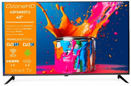 Телевізор LED OzoneHD 43FSN93T2 (Smart TV, Wi-Fi, 1920x1080)