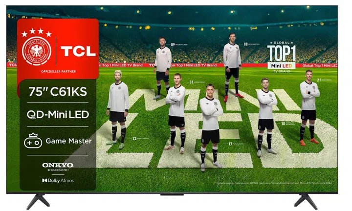 Телевізор MiniLED TCL 75C61KS (Google TV, Wi-Fi, 3840x2160)