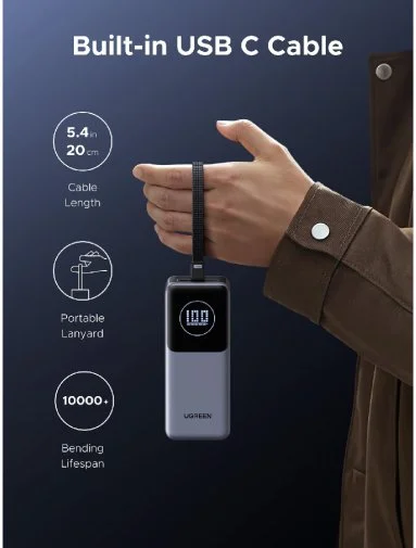 Фото: Батарея універсальна UGREEN PB723 20000mAh 130W Space Grey (55365B) № 17 | KTC