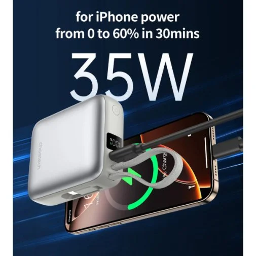 Фото: Батарея універсальна Choetech B832 10000mAh 35W Buid-in Type-C Cabel Grey (B832-GY) № 17 | KTC