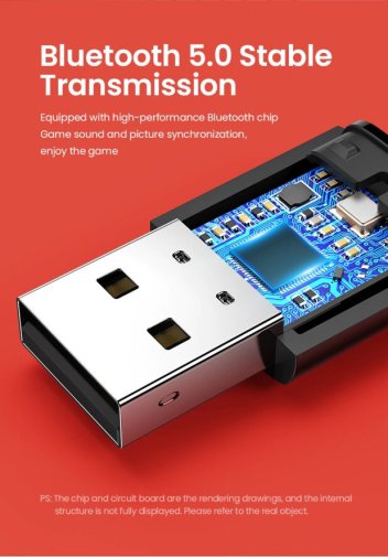 Bluetooth адаптер UGREEN CM408 V5.0 Transmitter for Switch/PS Black (10928)