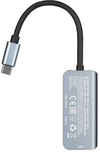 Хаб Type-C 2E W2680 USB/Type-C/HDMI, Grey