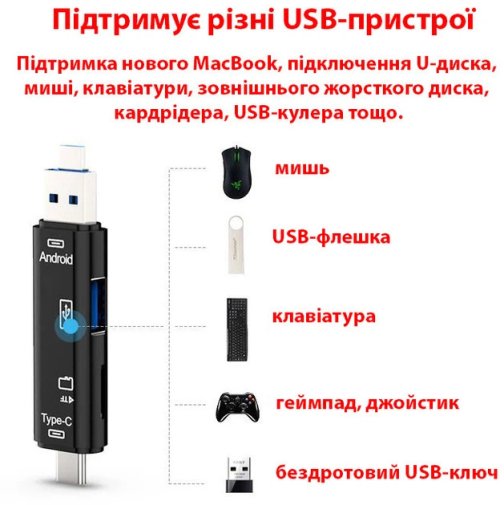 Кардрідер Dynamode 3-in-1 OTG Black (D-188)