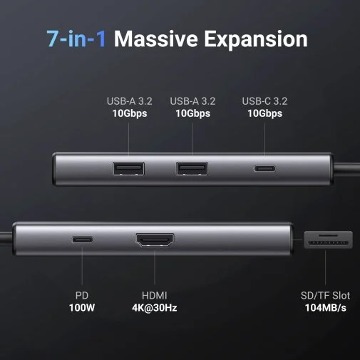 Фото: USB-хаб UGREEN CM498 7in1 Grey (15531) № 10 | KTC