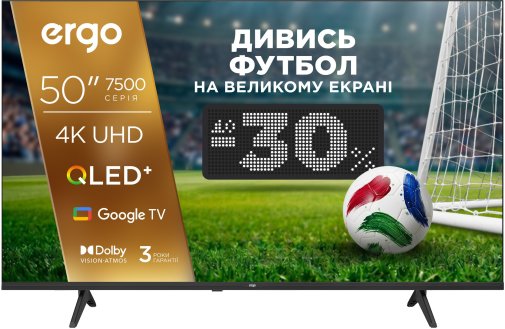 Телевізор QLED Ergo 50JUQ7500 (Google TV, Wi-Fi, 3840x2160)