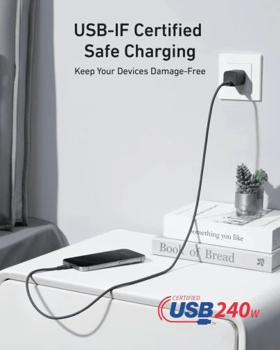 Фото: Кабель Anker Upcycled Braided 240W Type-C / Type-C 1.8m Black (A82E2H12) № 13 | KTC