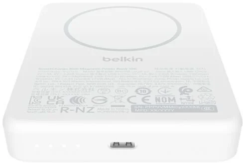 Батарея універсальна Belkin BoostCharge Slim Magnetic 10000mAh 20W Qi2 7.5W White (BPD015HQWH)