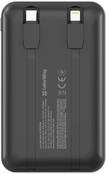 Фото: Батарея універсальна ColorWay DigiPower 20000mAh 45W Built-in Cable Type-C/Lightning (CW-PB200LP04BK) № 15 | KTC