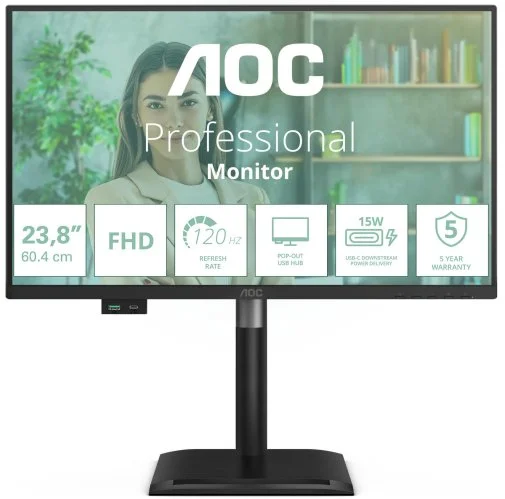 Фото: Монітор AOC 24P4U Black - 23.8" IPS / 1920×1080 / 120 Гц / Adaptive Sync / Pivot / HAS № 20 | KTC