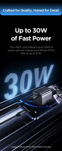 Фото: Зарядний пристрій Pisen BOLT Lite PD 30W Black with Type-C / Type-C (TP-C62_Kit) № 36 | KTC