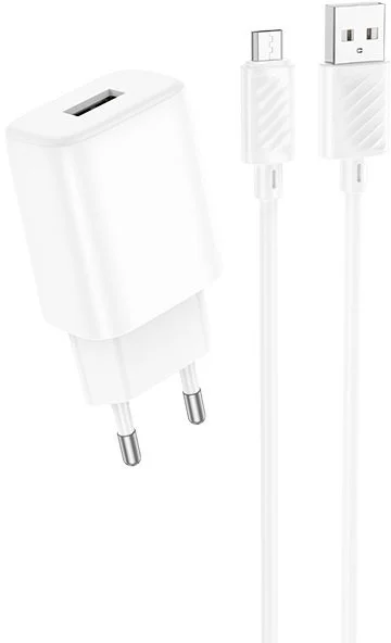Фото: Зарядний пристрій Hoco C134A Solid 2.4A White with AM / MicroB (6942007621342) № 6 | KTC