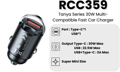 Фото: Автомобільний зарядний пристрій Remax RCC359 QC PD 30W Black (6972174151601) № 6 | KTC
