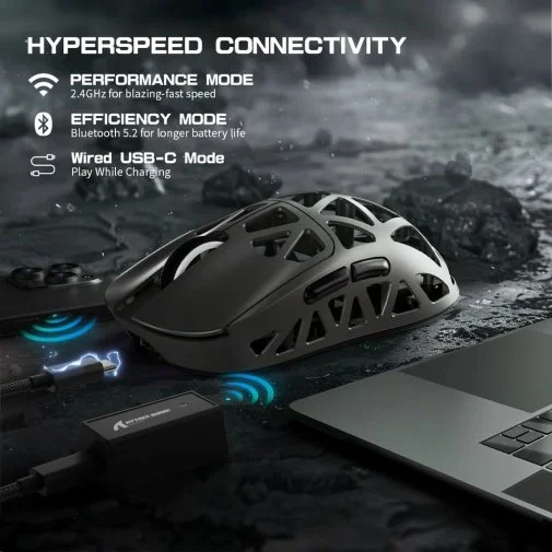 Фото: Миша Attack Shark R2 WL/BT/USB Silver Gray (R2SGR_AS) № 24 | KTC
