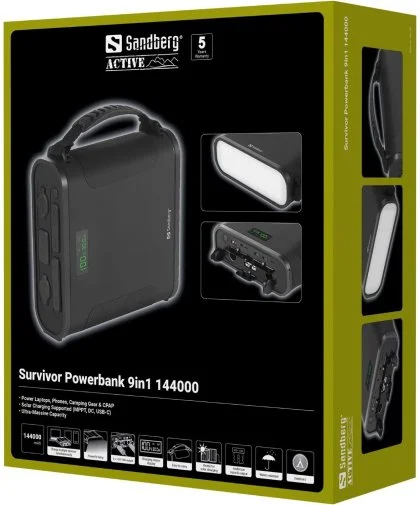 Фото: Батарея універсальна Sandberg Survivor 9in1 144000mAh 100W Black (421-37) № 15 | KTC