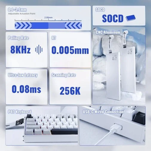 Фото: Клавіатура Attack Shark X68 Max HE ENG/UKR USB Starlight White (X68MAXSW_AS) № 16 | KTC