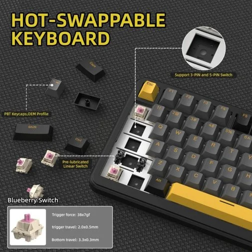 Фото: Клавіатура Attack Shark X85 Pro ENG/UKR WL/BT/USB Star Black (X85PROSB_AS) № 15 | KTC