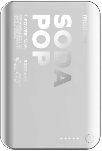 Фото: Батарея універсальна Momax 1-Power Pass 5000mAh 20W / Qi 15W Silver (IP165S) № 14 | KTC