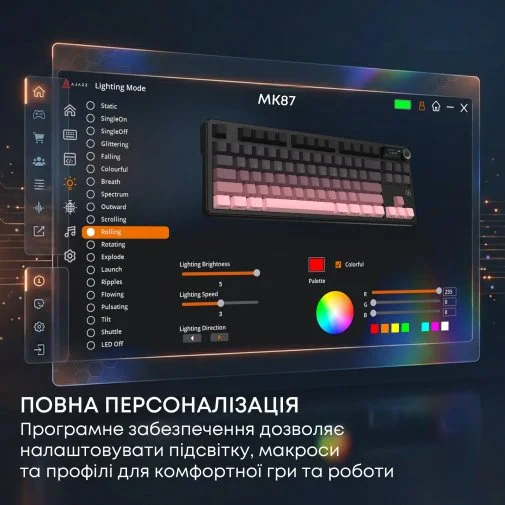 Фото: Клавіатура Ajazz MK87 Pitaya Switch WL/BT/USB Black/Pink (MK87-P-S-P) № 34 | KTC