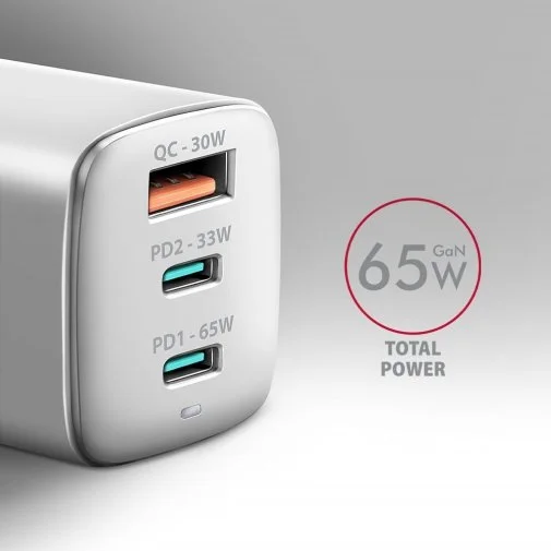 Фото: Зарядний пристрій Axagon ACU-DPQ65 PD QC3.0 GaN 65W White (ACU-DPQ65W) № 11 | KTC