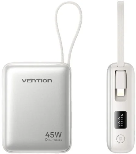 Фото: Батарея універсальна Vention FKMN0 10000mAh 45W Beige Built-in USB-C and Lightning № 9 | KTC