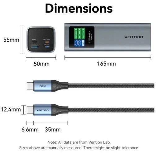 Фото: Батарея універсальна Vention FKEH0 27000mAh 140W Gray № 15 | KTC