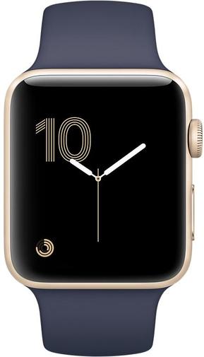 Смарт годинник Apple Watch A1802 Series 1 38mm Gold Aluminium Case with Midnight Blue Sport Band (MQ102FS/A)