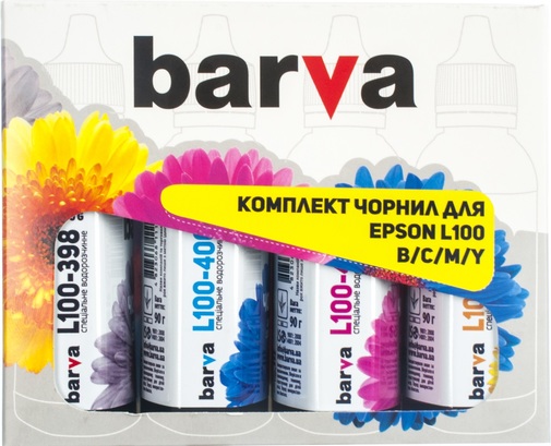 Комплект чорнил BARVA Epson L100/L210/L300/L350/L355 (T664) B/C/M/Y (90 гр)