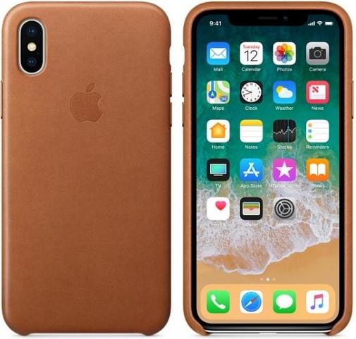 for iPhone X - Leather Case Saddle Brown