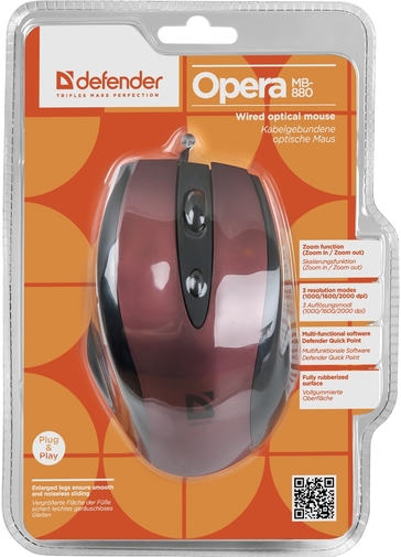 Миша Defender Opera MB-880 Red (52832)