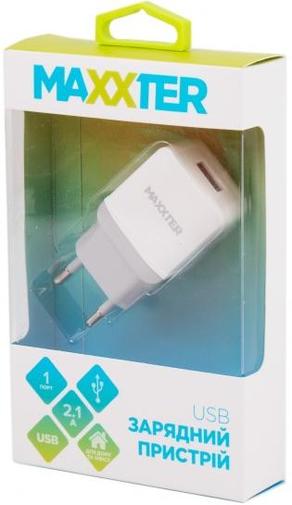 Зарядний пристрій Maxxter UC-24A 1xUSB 2.1A White