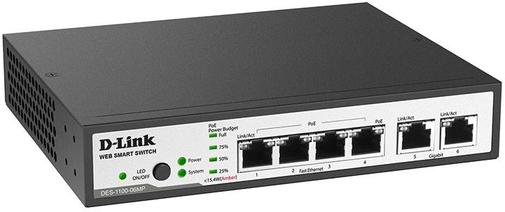 Switch, 6 ports, D-Link DES-1100-06MP, 4x10/100Mbps PoE, 2xSFP/1GE