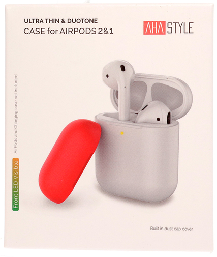 for Airpods 2 wireless AHAStyle with light - Silicone Case White/Red