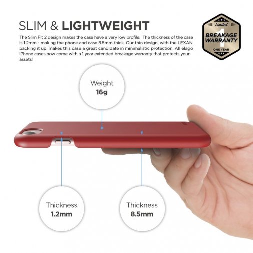 Чохол Elago for Apple iPhone 8/7 - Slim Fit 2 Case Red (ES7SM2-RD-RT)
