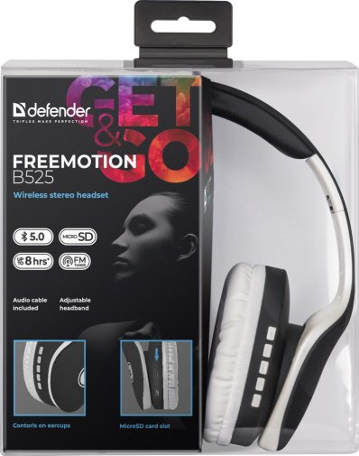 Гарнітура Defender FreeMotion B525 Black/White (63525)