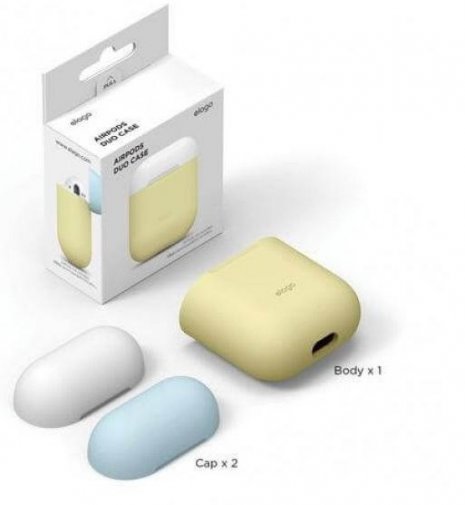 Чохол Elago для Airpods - Duo Case Yellow/White/Pastel Blue (EAPDO-YE-WHPB)