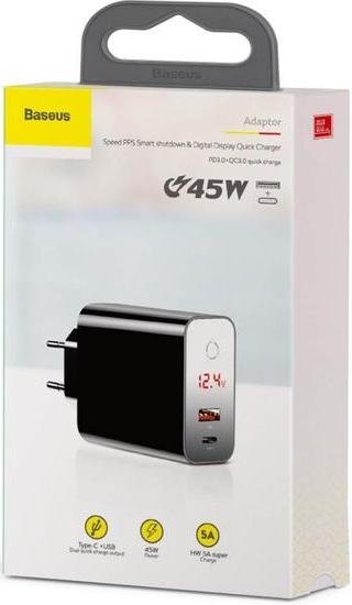 Зарядний пристрій Baseus Speed PPS Quick Charger Smart ShutDown Black (2000001147726)