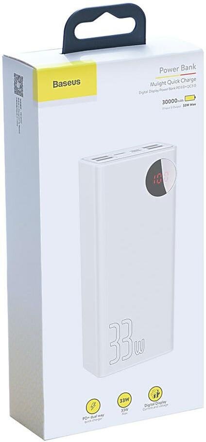 Батарея універсальна Baseus Mulight Power Bank 30000mAh White (PPMY-02)