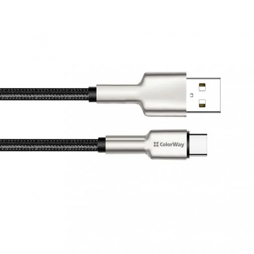 Фото: Кабель ColorWay Head Metal 2.4A AM / Type-C 1m Black (CW-CBUC046-BK) № 8 | KTC