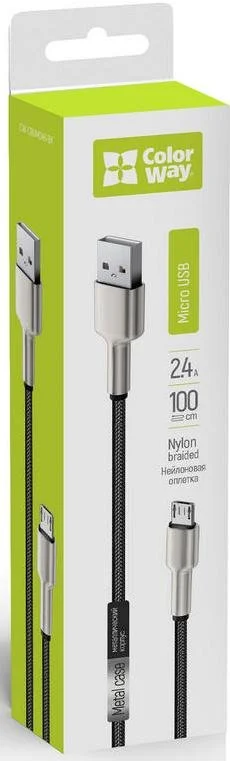 Фото: Кабель ColorWay Head Metal 2.4A AM / Micro USB 1m Black (CW-CBUM046-BK) № 11 | KTC