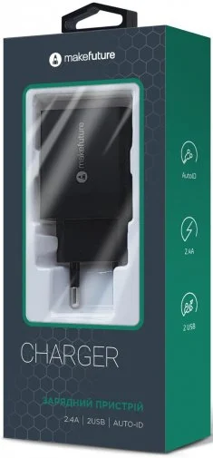 Фото: Зарядний пристрій MakeFuture 2.4A 2USB Auto-ID Black (MCW-22BK) № 6 | KTC