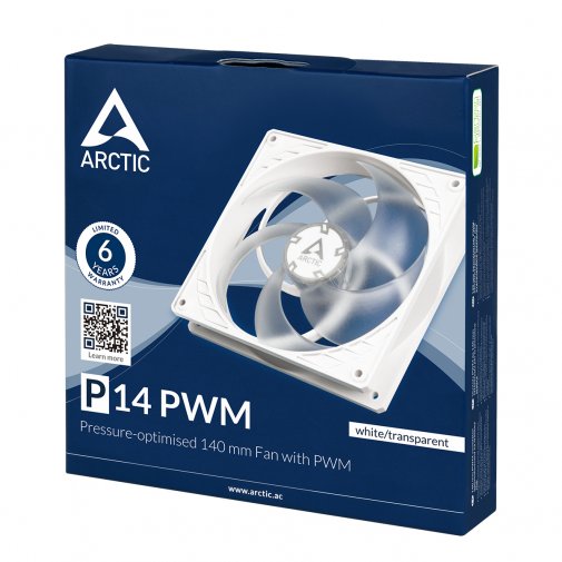 Вентилятор для корпуса Arctic P14 PWM White/Transparent (ACFAN00223A)
