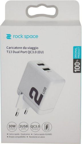 Зарядний пристрій Rock Space T13 Dual Port QC3.0 Travel 30W White (6971680470879)
